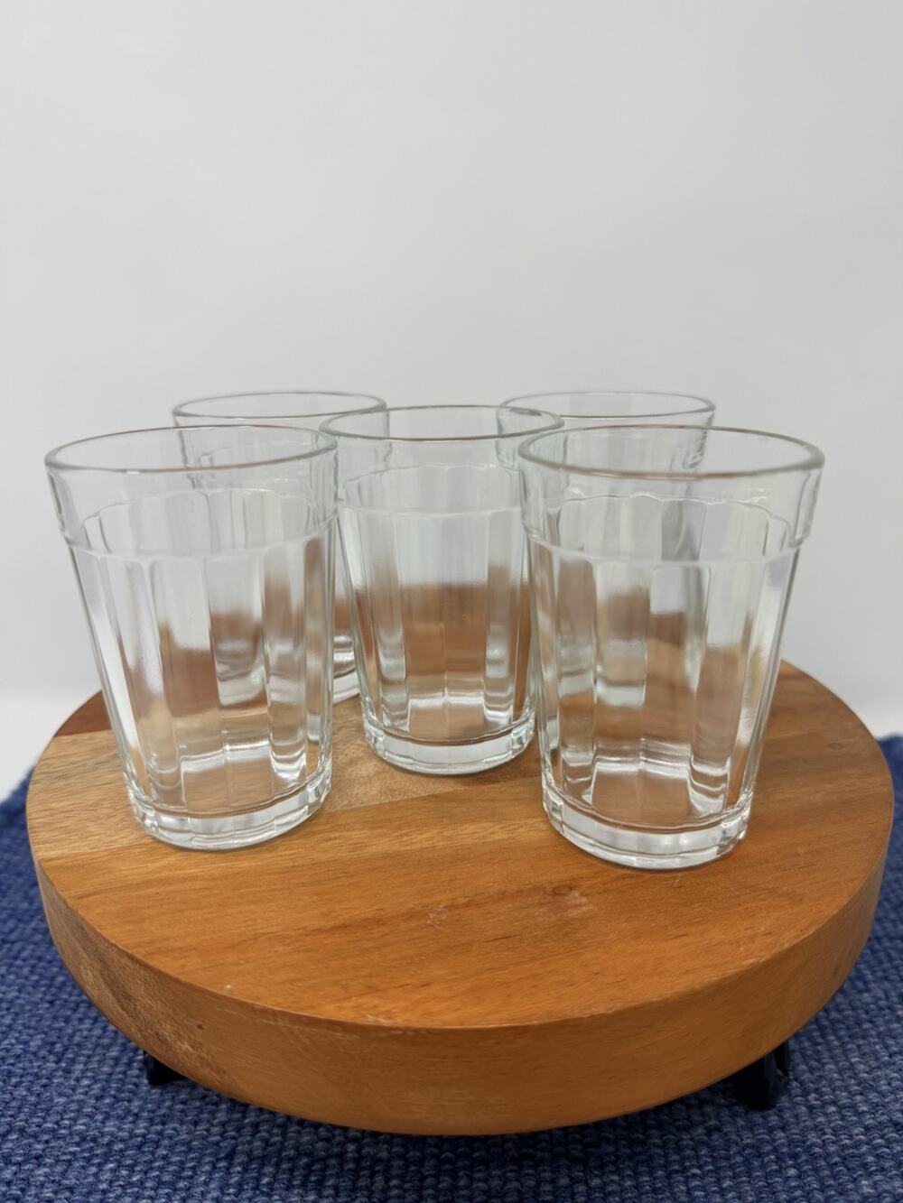 Set of 5 clear thick juice glasses 3.5” Vintage